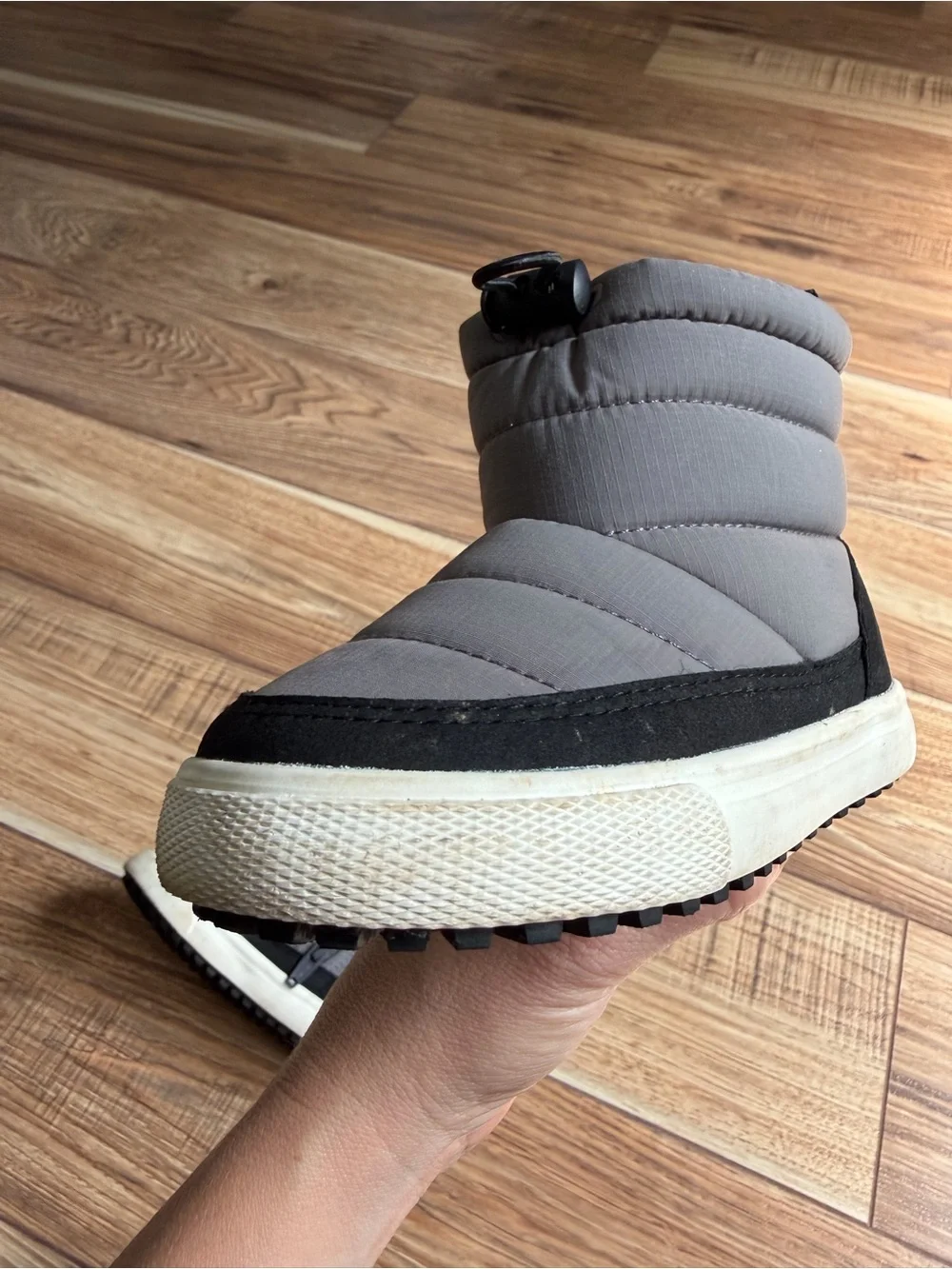 Cat and Jack Toddler Gray Quilted Winter Slip-On Boot Sneaker